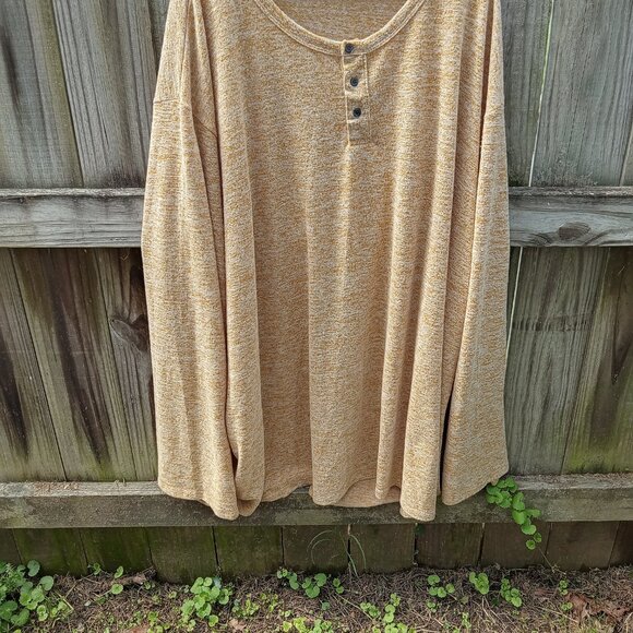 Buckskin long sleeve Henley w/ black pearl buttons shirt. MVP - Picture 5 of 5